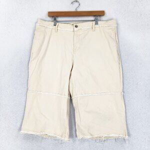 LOGO Lori Goldstein Pants Womens 18WP Petite Cream Wide Leg Crop Capri Stretch